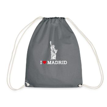 Ich liebe Madrid Freiheitsstatue Wortspiel Herz Flagge - Turnbeutel - Grau - Vorne