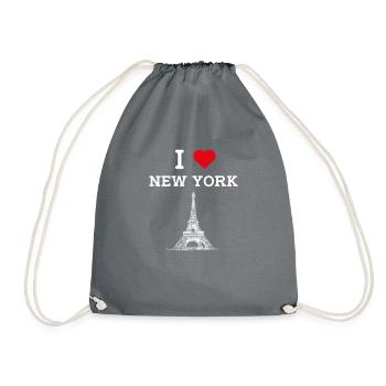 J’aime la Tour Eiffel, New York, Drapeau des États-Unis - Sac de sport léger - gris - Devant