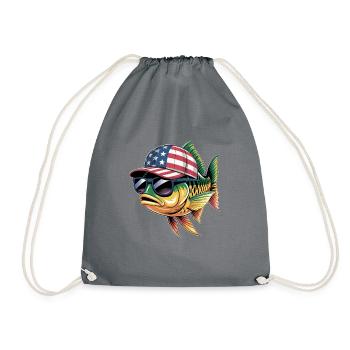 Poisson cool avec lunettes de soleil et casquette américaine - Sac de sport léger - gris - Devant