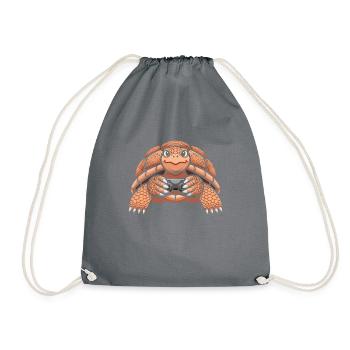 Cheerful turtle playing a video game - Drawstring Bag - grey - Front
