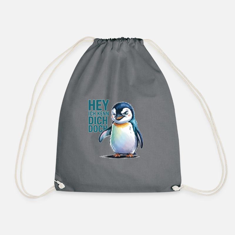 Hey Ich Kenn Dich Doch Pinguin Illustration - Turnbeutel - Grau
