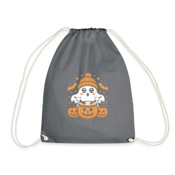 Fantôme mignon avec tambour citrouille - Sac de sport léger - gris - Devant