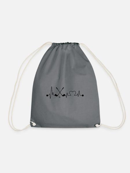 Golfer Golfen Herzschlag Golfschläger Heartbeat - Turnbeutel - Grau