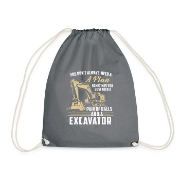Travailleur de la construction · Chantier de construction · Excavatrice · Aucun plan - Sac de sport léger - gris - Devant