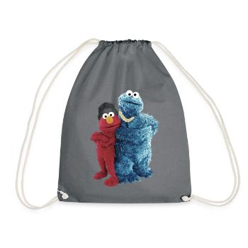 Sesame Street Gangster Pose Cookie Monster Elmo - Drawstring Bag - grey - Front