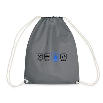 Eat Sleep Sail Repeat Sailor Skipper Captain Sailb - Turnbeutel - Grau - Vorne