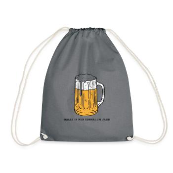 Malle ist nur einmal im Jahr Mallorca Spruch Bier - Turnbeutel - Grau - Vorne