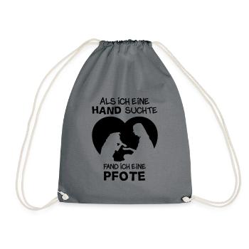 Suchte Hand fand Pfote Hundeliebhaber Hunde Gassi - Turnbeutel - Grau - Vorne