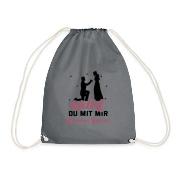 Heiratsantrag Willst Du Mit Mir Steuern Sparen Hei - Turnbeutel - Grau - Vorne