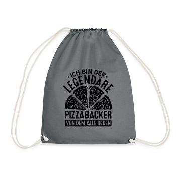 Ich Bin Der Legendäre Pizzabäcker Von Dem Alle Red - Turnbeutel - Grau - Vorne