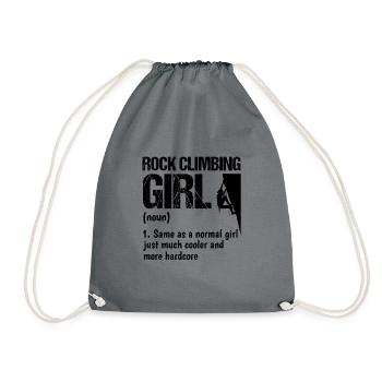 Rock Climbing Girl Noun Mountaineering Bouldering - Turnbeutel - Grau - Vorne