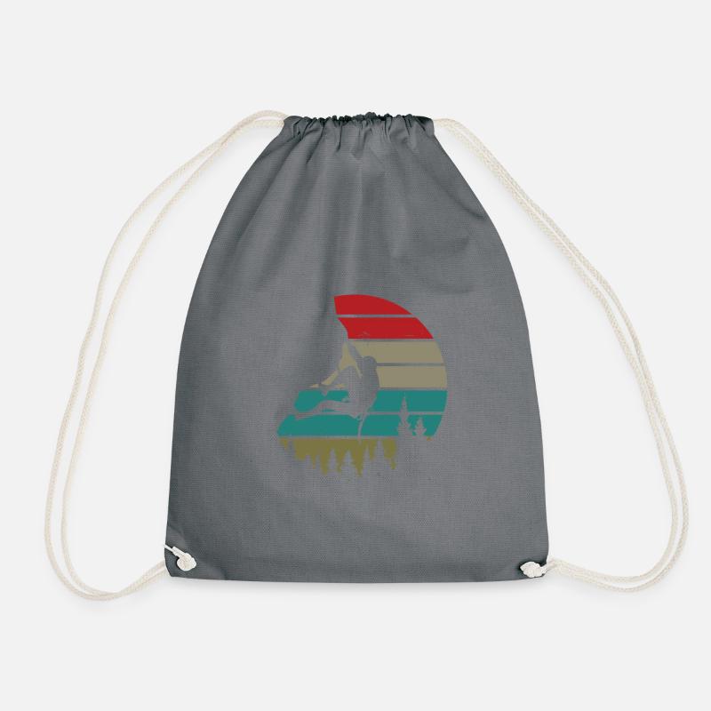 Retro Graphic Climbing Bouldering Rock Climber Mou - Turnbeutel - Grau