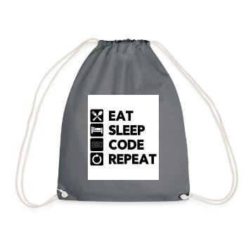 Eat Sleep Code Repeat Coder Programmer Software De - Turnbeutel - Grau - Vorne