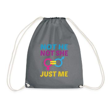 Not He Not She Just Me Lesbian Proud Rainbow Queer - Turnbeutel - Grau - Vorne