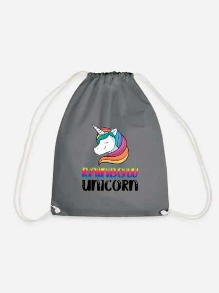 Rainbow Unicorn Bisexual Transgender Pride Rainbow - Turnbeutel - Grau