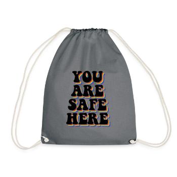 You Are Safe Here Rainbow Pride Lgbtq Gay Transgen - Turnbeutel - Grau - Vorne