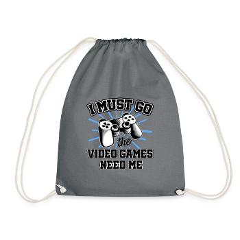 I Must Go The Video Games Need Me Video Game Playe - Turnbeutel - Grau - Vorne