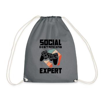 Social Distancing Expert Video Game Player Gaming - Turnbeutel - Grau - Vorne