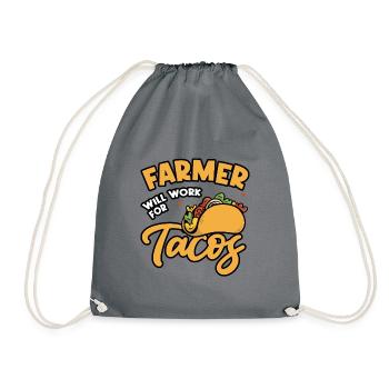Farm Will Work For Tacos Farming Tractor Driving A - Turnbeutel - Grau - Vorne