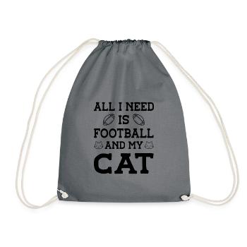 All I Need Is Football And My Cat Pet Animals Cat - Turnbeutel - Grau - Vorne