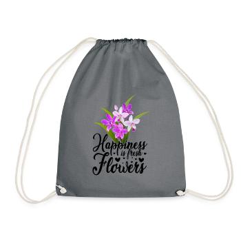 Happiness Is Fresh Flowers Gardener Botancial Plan - Turnbeutel - Grau - Vorne