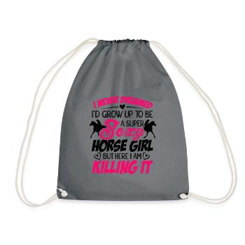 I Never Dreamed I'd Grow Up Top Be A Horse Girl Eq - Turnbeutel - Grau - Vorne