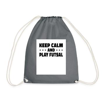 Keep Calm And Play Futsal Indoor Soccer Player Foo - Turnbeutel - Grau - Vorne