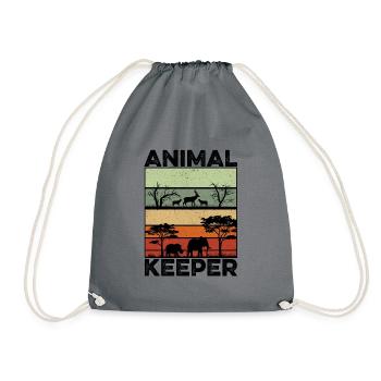 Retro Graphic Animal Keeper Zoo Keeper Animal Love - Turnbeutel - Grau - Vorne