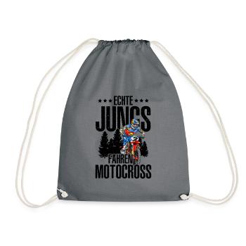 Echte Jungs Fahren Motocross Motorradfahrer Enduro - Turnbeutel - Grau - Vorne