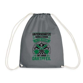 Unterschätze Niemals Einen Mit Einem Dartpfeil Dar - Turnbeutel - Grau - Vorne