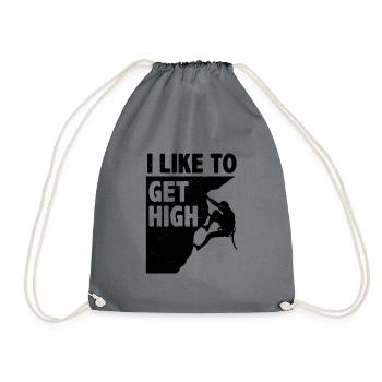 I Like To Get High Bouldering Mountaineering Climb - Drawstring Bag - grey - Front