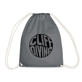 Retro Graphic Cliff Diver Cliff Diving Tombstoning - Drawstring Bag - grey - Front