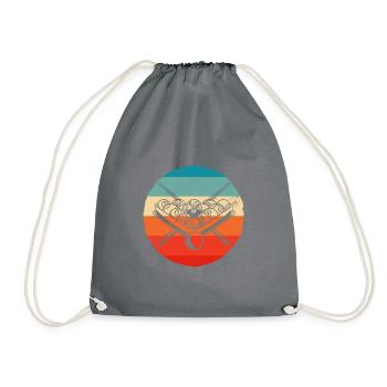 Retro Graphic Pool Billard Snooker Billard Cue 8-B - Drawstring Bag - grey - Front