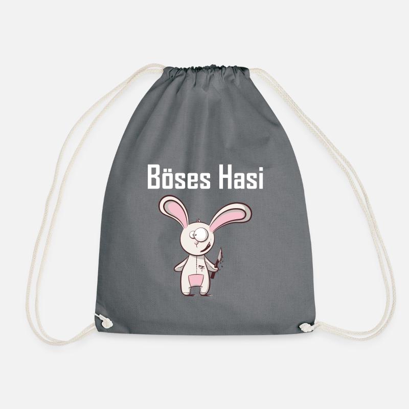 Böses Hasi Shirt · Tierfreund · Trend Süß Geschenk - Turnbeutel - Grau