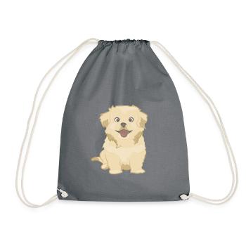 Niedlicher Hund als Illustration - Turnbeutel - Grau - Vorne