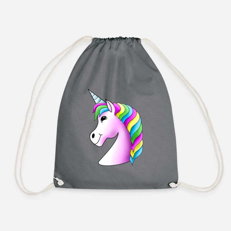 Pink rainbow unicorn - Drawstring Bag - grey