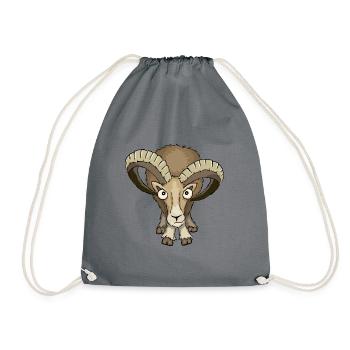Mufflon Schafbock stare down Widder Geschenk - Turnbeutel - Grau - Vorne