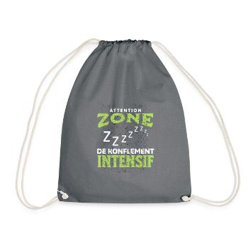 Attention zone de ronflement intensif t-shirt - Sac de sport léger - gris - Devant