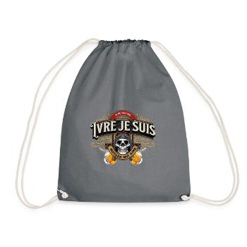 Humour bière apéro moto homme cadeau pour motard - Sac de sport léger - gris - Devant
