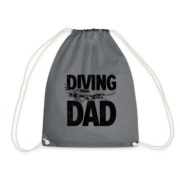 Diving Dad Scuba Diver Underwater Snorkeling Divin - Turnbeutel - Grau - Vorne