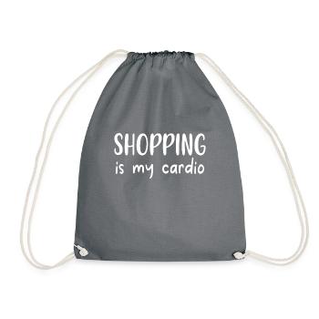 Einkaufstasche Shopping is my cardio - Turnbeutel - Grau - Vorne