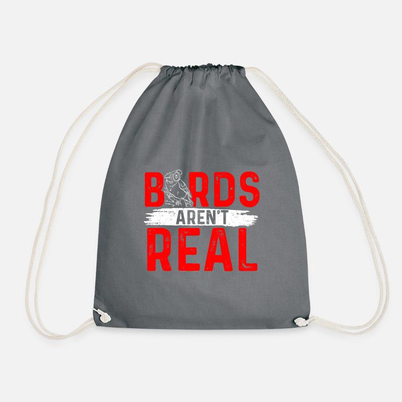 Birds Are Not Real - Drawstring Bag - grey
