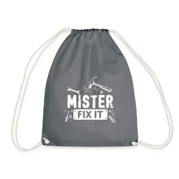 Mister Fix it er kann alles reparieren, Handwerker - Turnbeutel - Grau - Vorne