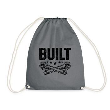 Built Graphic Car Lover Car Mechanic Vehicle Techn - Drawstring Bag - grey - Front