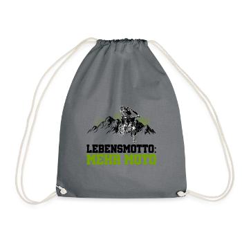 Lebensmotto Mehr Moto Enduro Motocross Motorrad Bi - Turnbeutel - Grau - Vorne