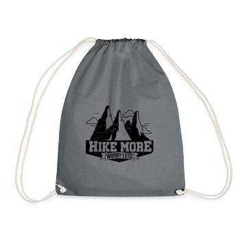 Hike More Worry Less Hiking Trekking Hiker Nature - Turnbeutel - Grau - Vorne