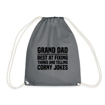Grand Dad Best At Fixing Things And Telling Corny - Drawstring Bag - grey - Front