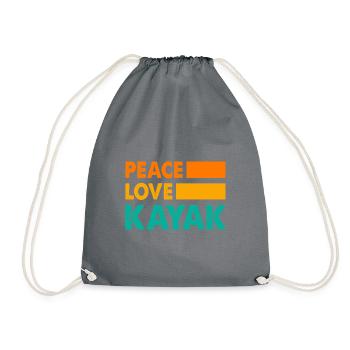 Peace Love Kayak Canoe Kayaking Rower Rowing Paddl - Turnbeutel - Grau - Vorne