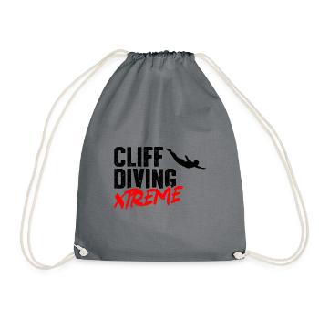 Retro Graphic Cliff Diver Cliff Diving Tombstoning - Drawstring Bag - grey - Front