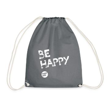 Supersoul Mindstyle Design "BE HAPPY" - Drawstring Bag - grey - Front